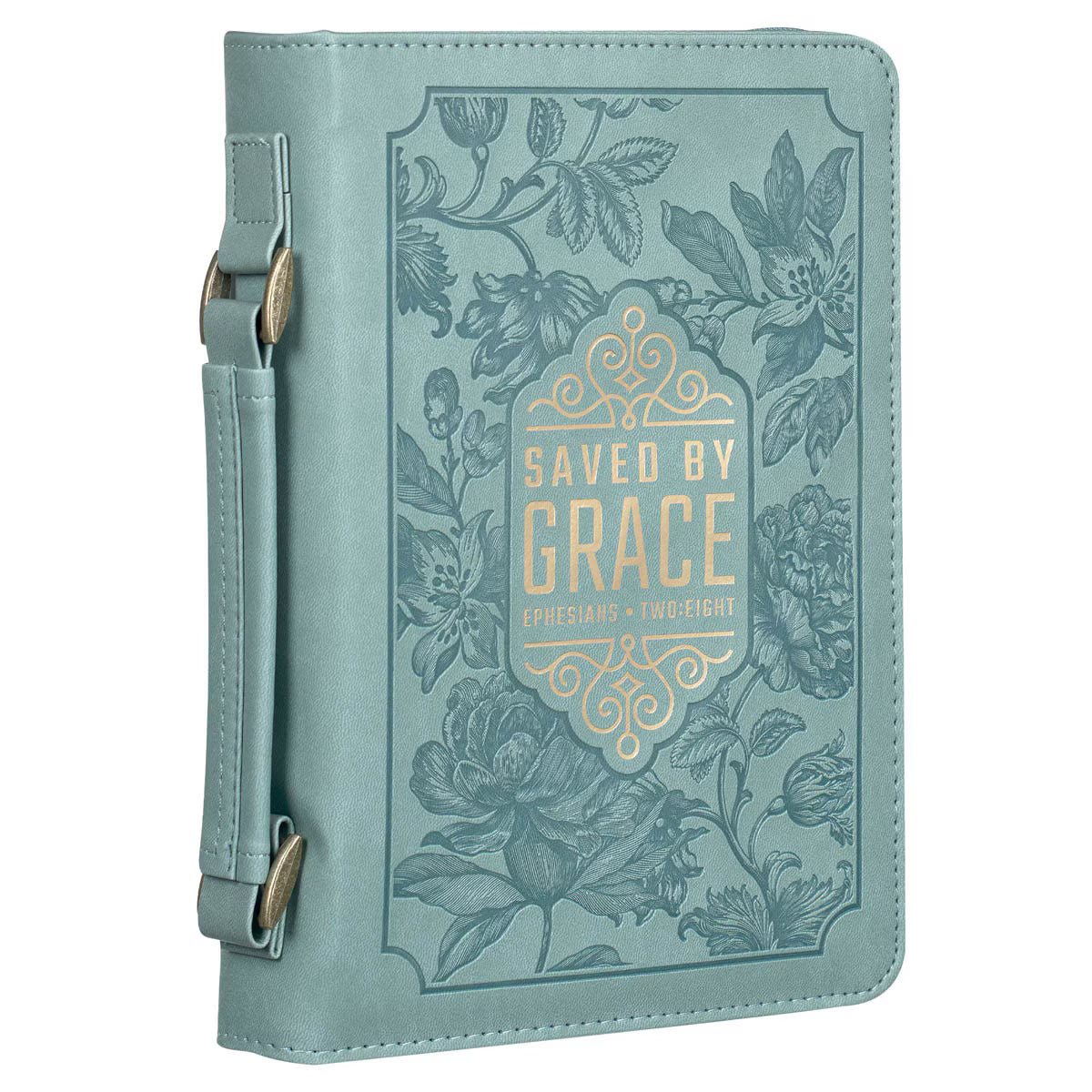 Bible Cover Fashion Teal Saved by Grace Ephesians 2:8