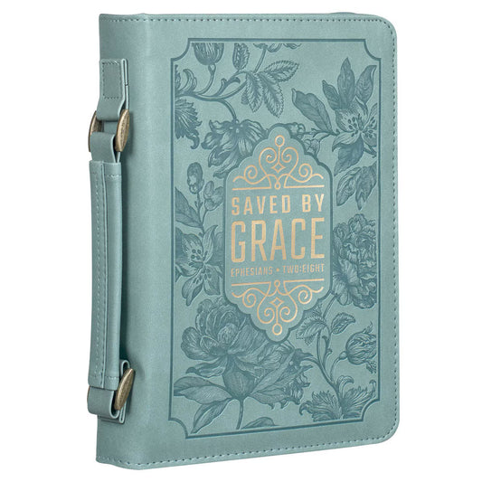 Bible Cover Fashion Teal Saved by Grace Ephesians 2:8