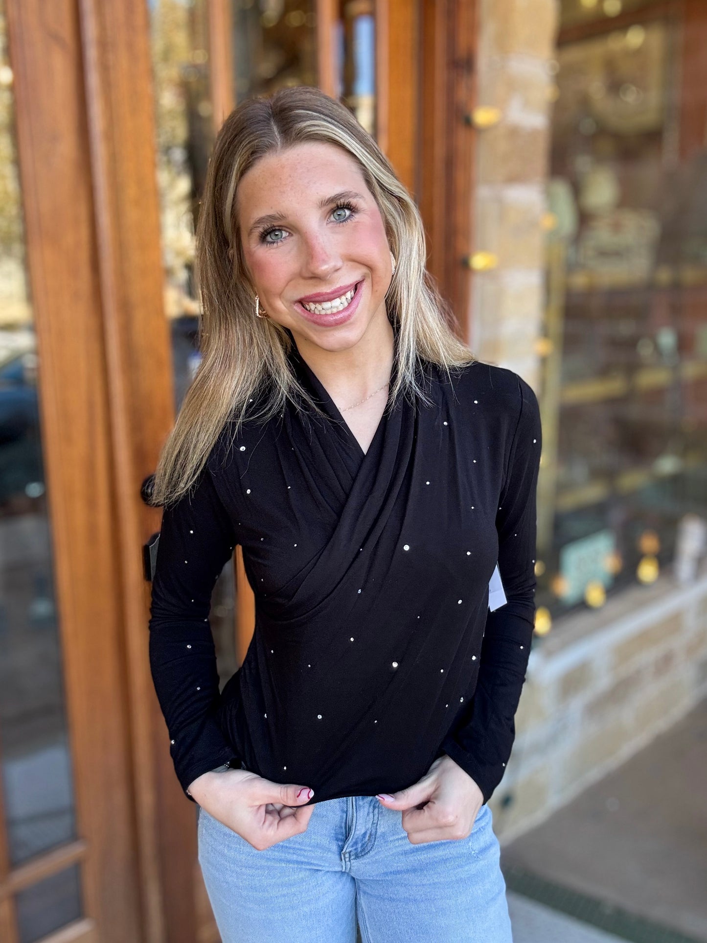 Karen Kane Blouse Embellished Drape