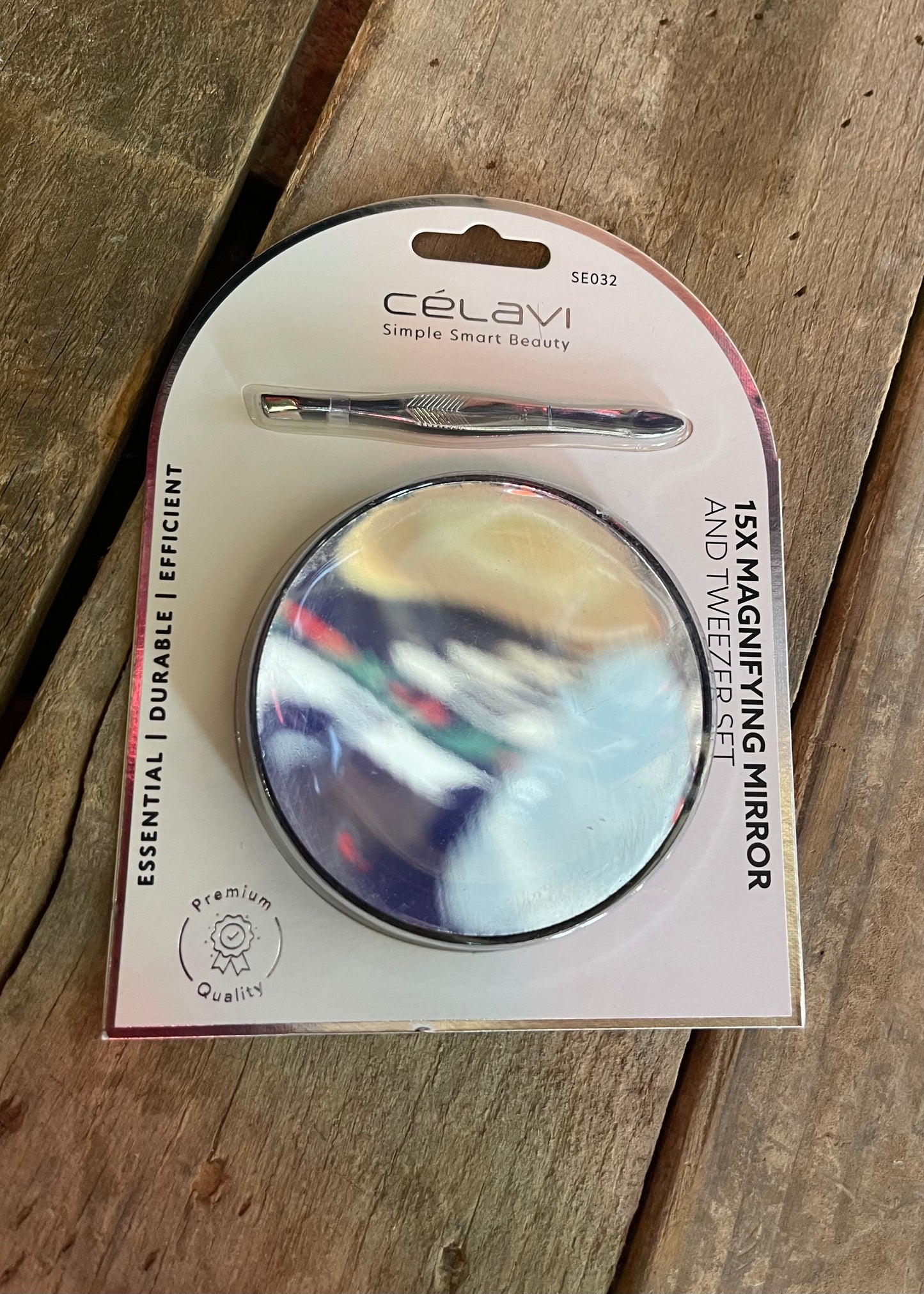 Celavi 15X Magnifying Mirror & Tweezer Set
