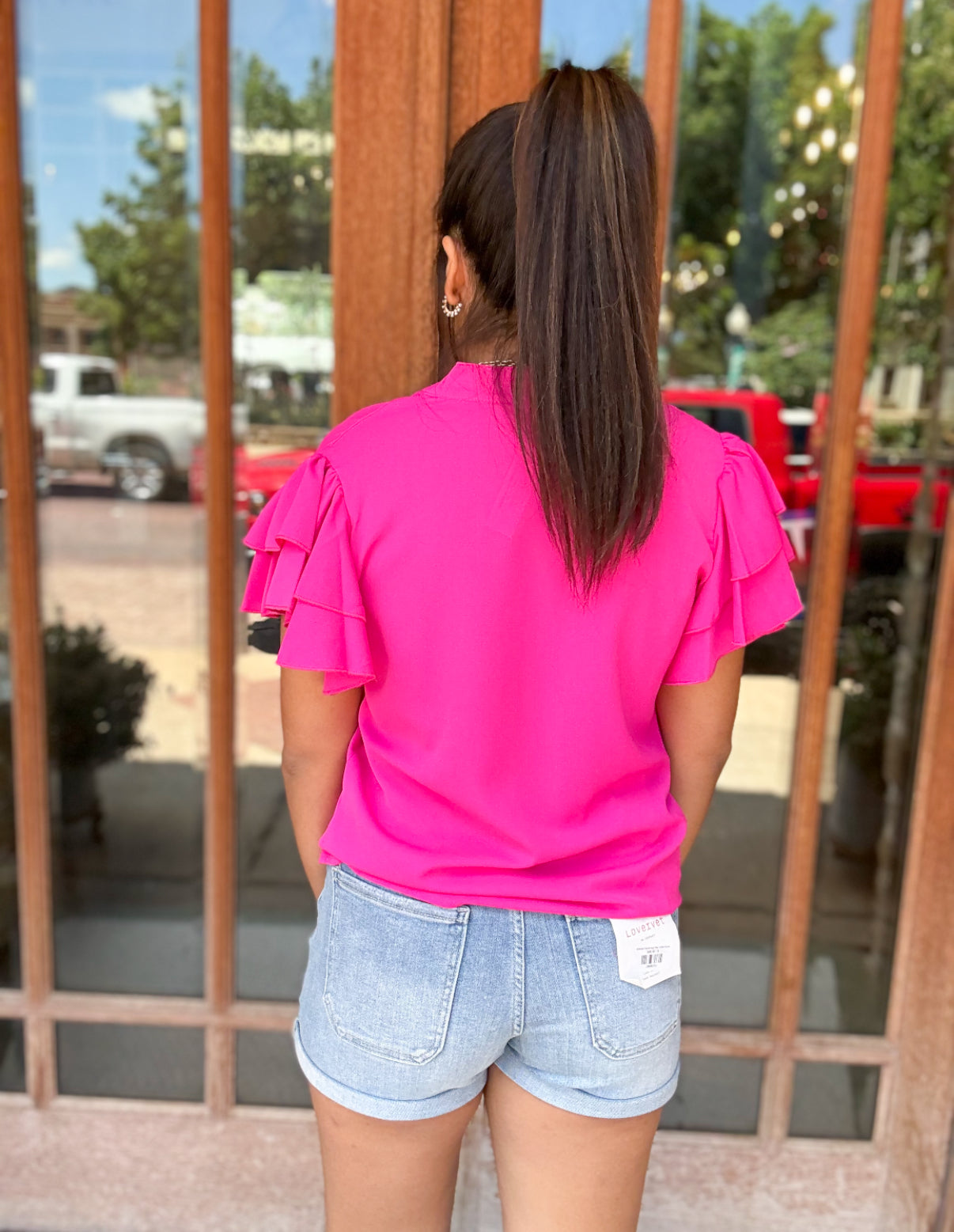 Tops | Blouse Hot Pink Ruffle
