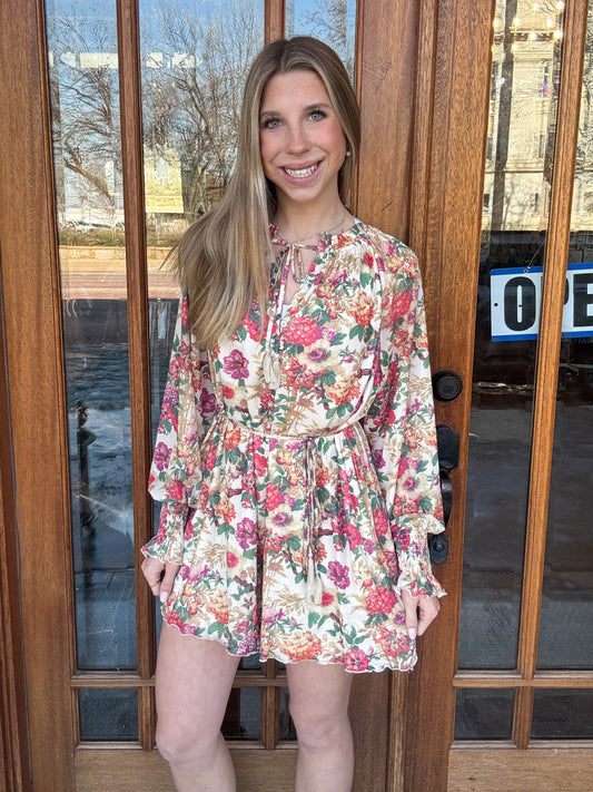 Floral Print Mesh Romper