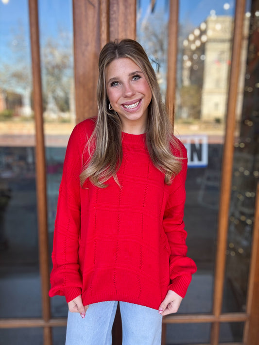 Crew Neck Red Sweater