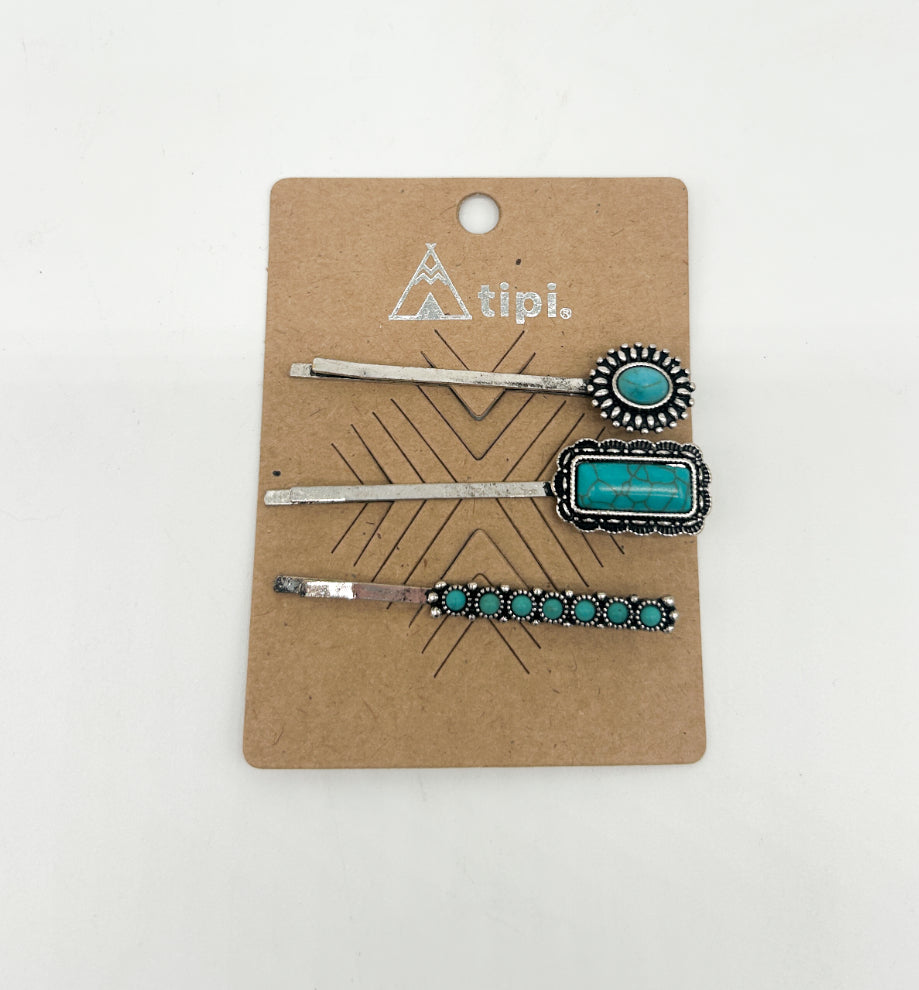 Hair Accessories | Turquoise Round Gem Shape Hair Piece