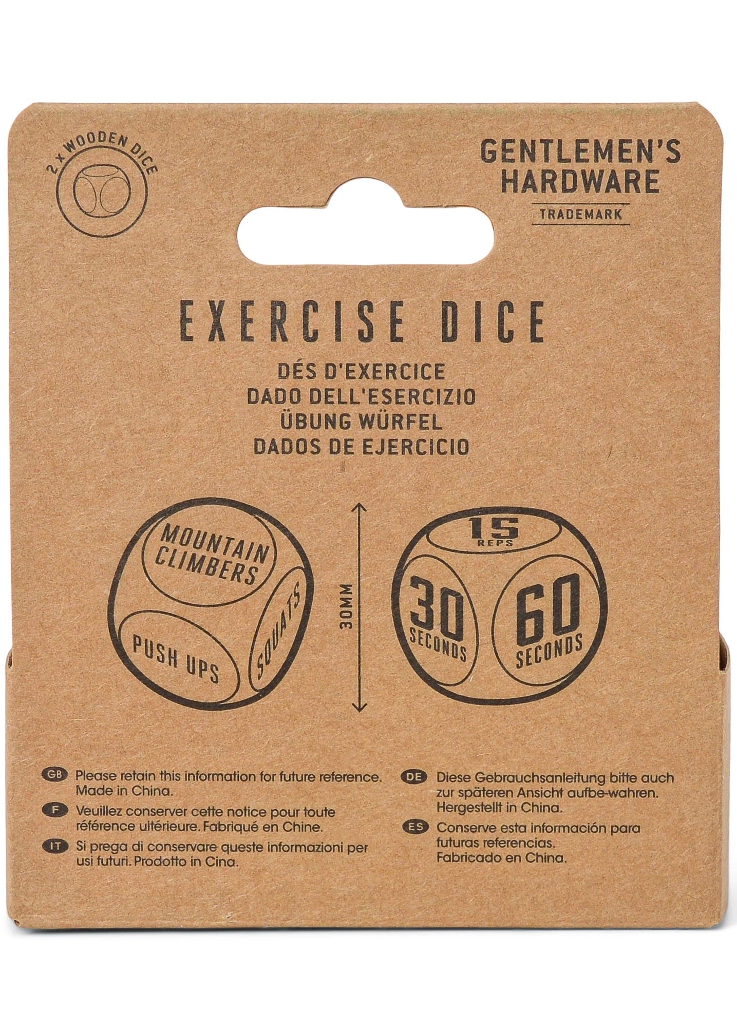 Game | Gentlemen's Hardware Exercise Dice (Set of 2)