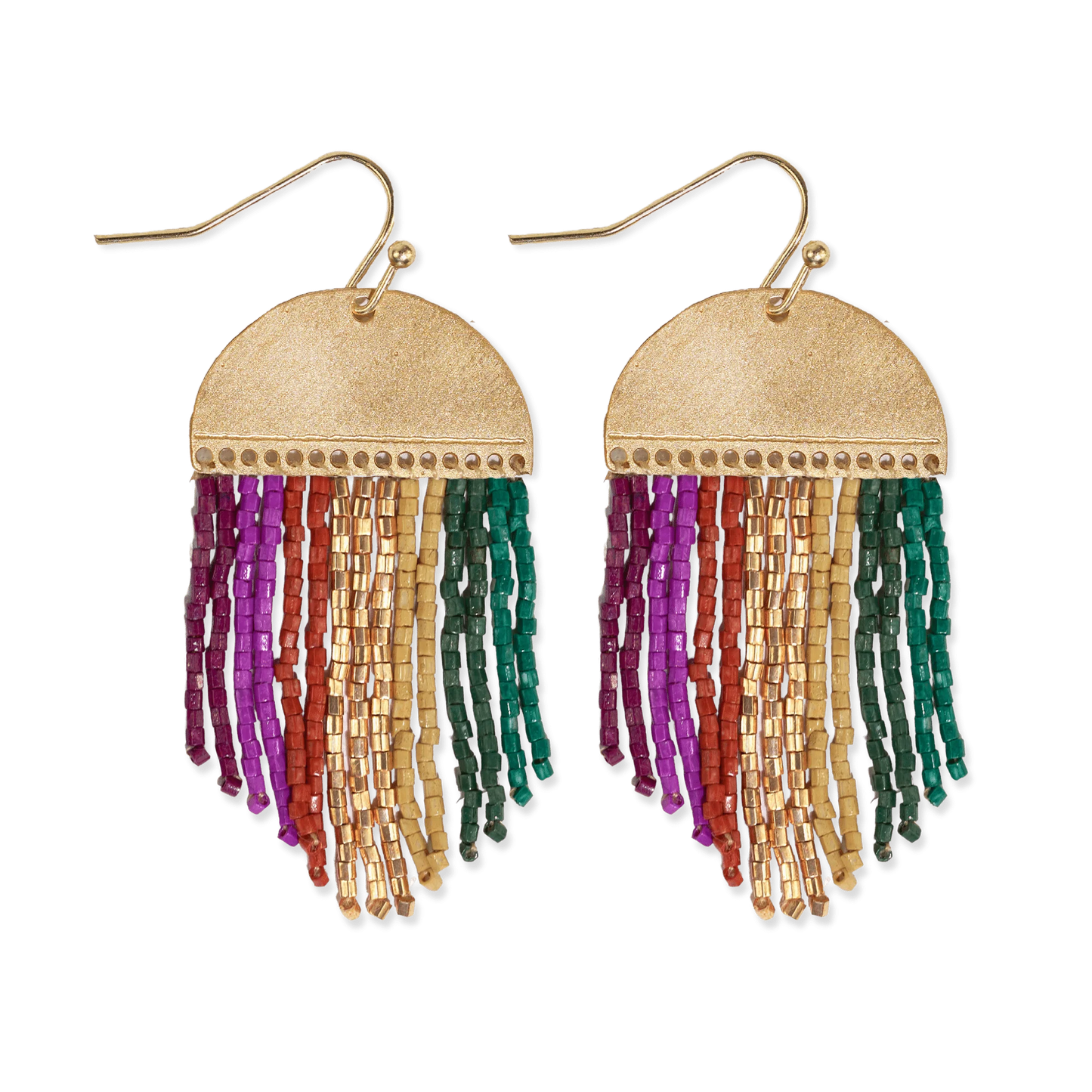 Earrings | Ink & Alloy - Claudia Multi-Striped Short Beaded Fringe Earrings