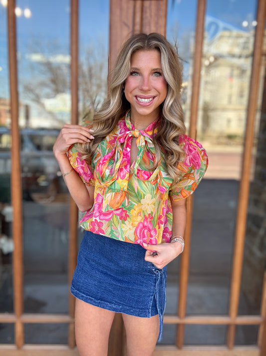 Blouse - Island Bloom Bow
