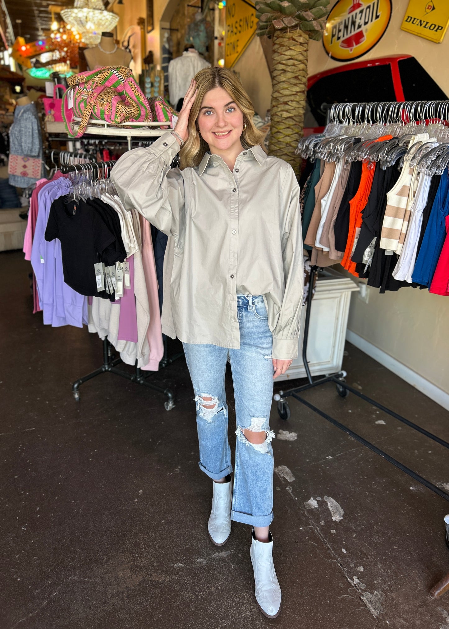 Top | Casual Slits Balloon Long Sleeve Top