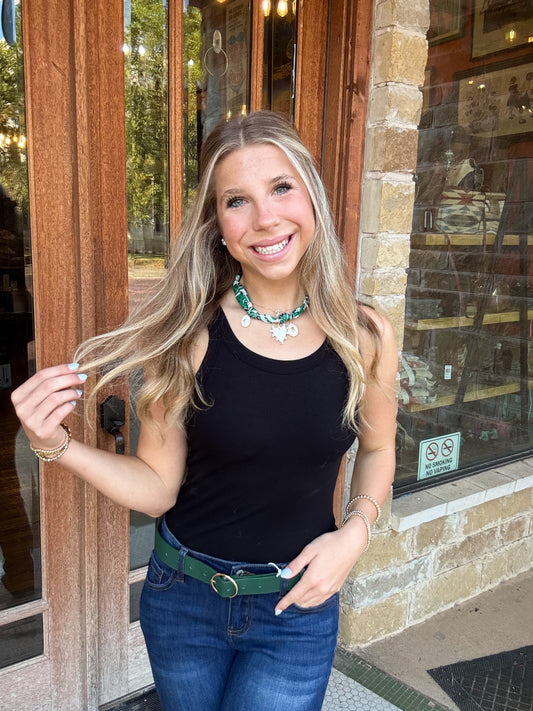 Tops | Tank Black Rib Soft w Built In Bra