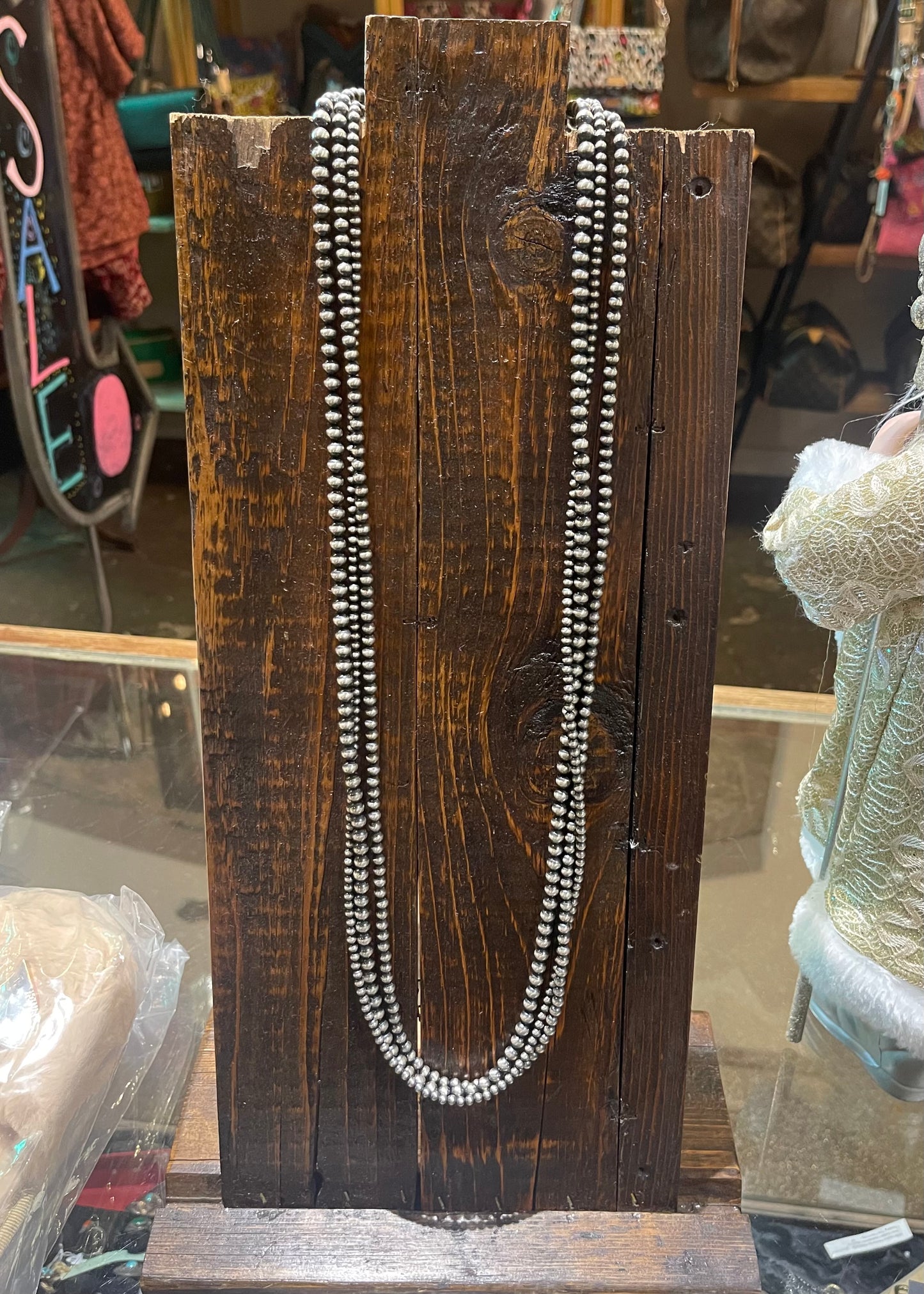 Necklace | Sterling Silver Navajo Bead (36in)