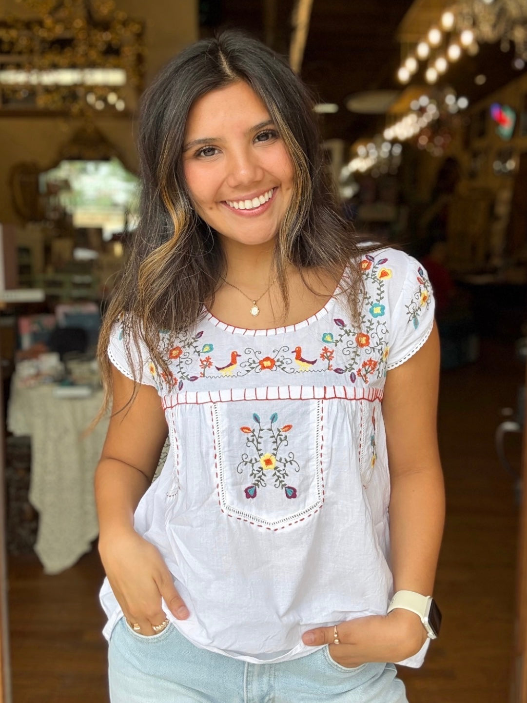 Blouse - Whimsical Meadow Embroidered