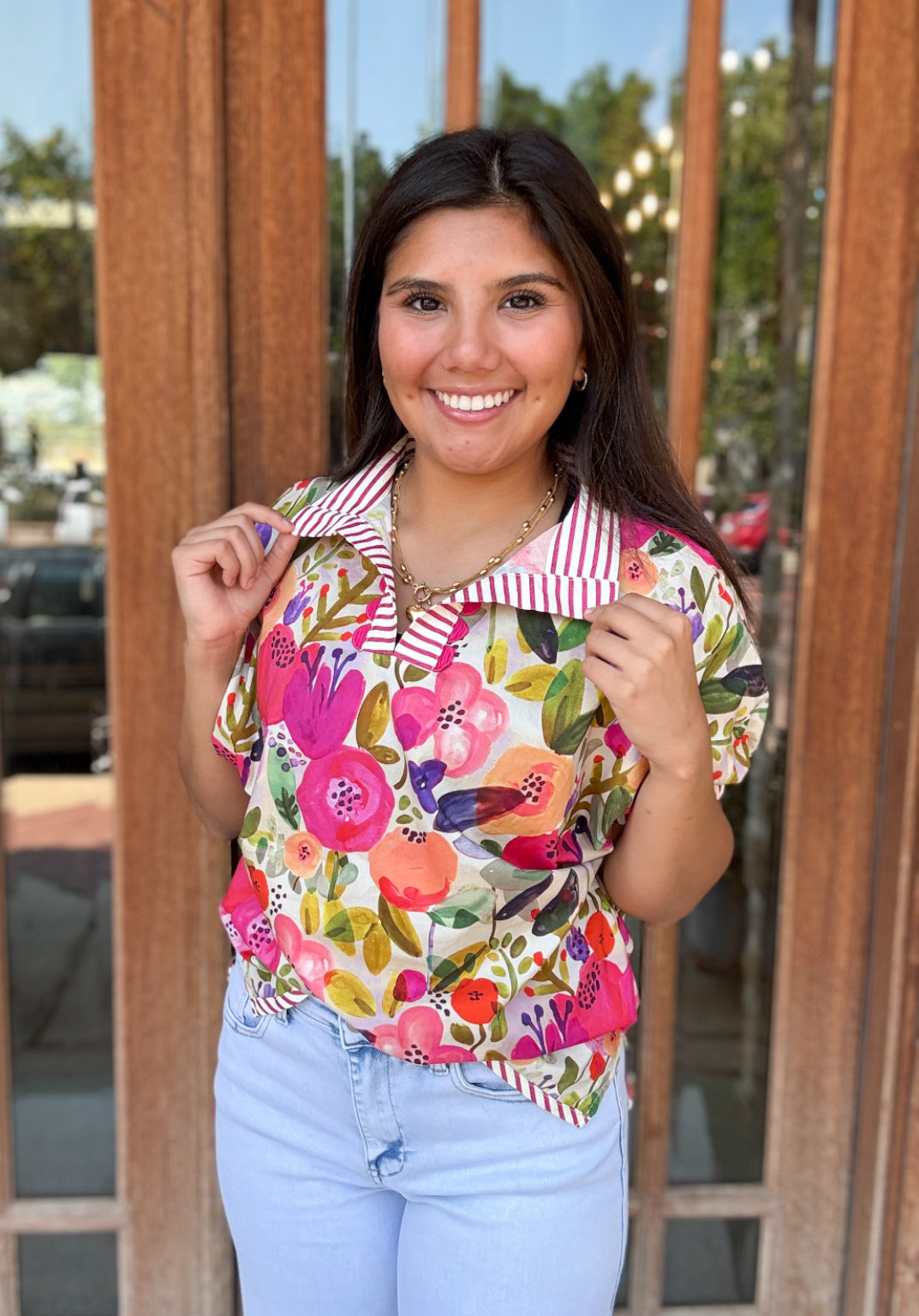 Tops | Blouse Fuchsia Floral Top