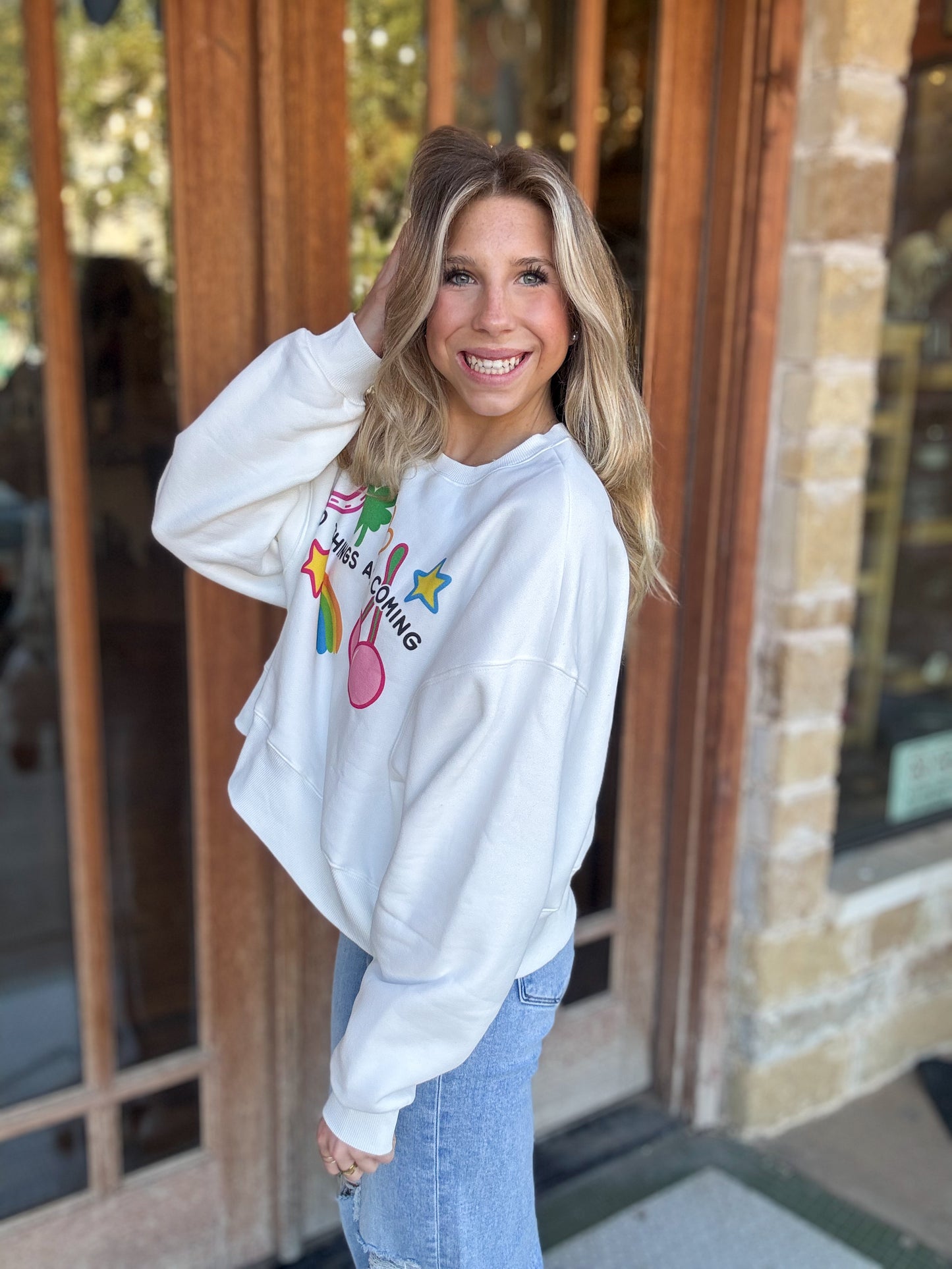 Tops | Sweatshirt Good Things Are Coming Crop