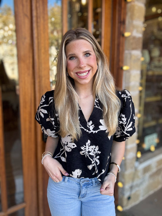 THML Chenille Puff Blouse