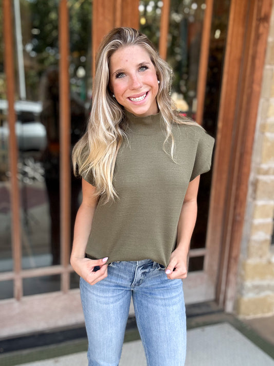 Tops | Sweater Olive Knit Tank High Low