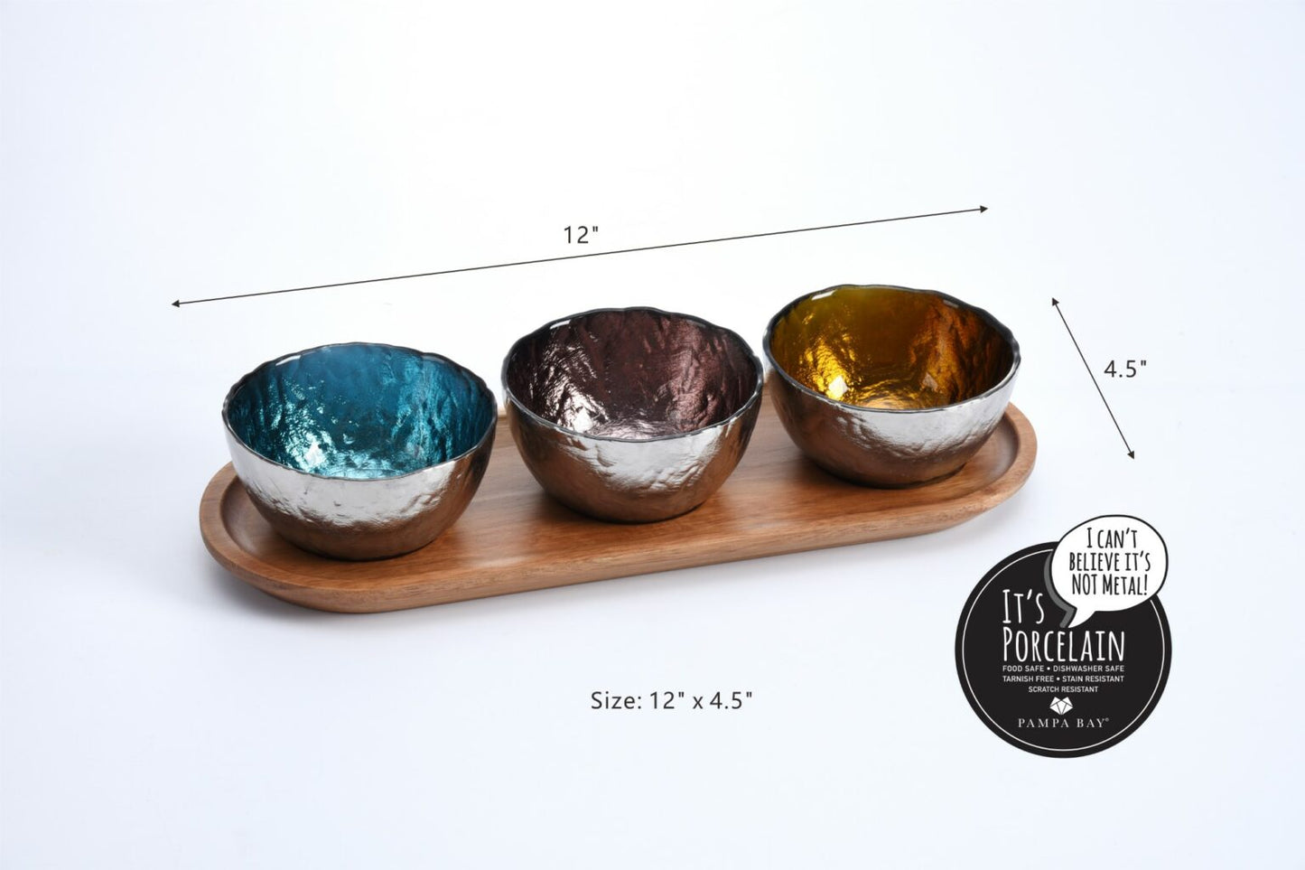 Tabletop | Set of 3 Colored Glass Bowls & Tray