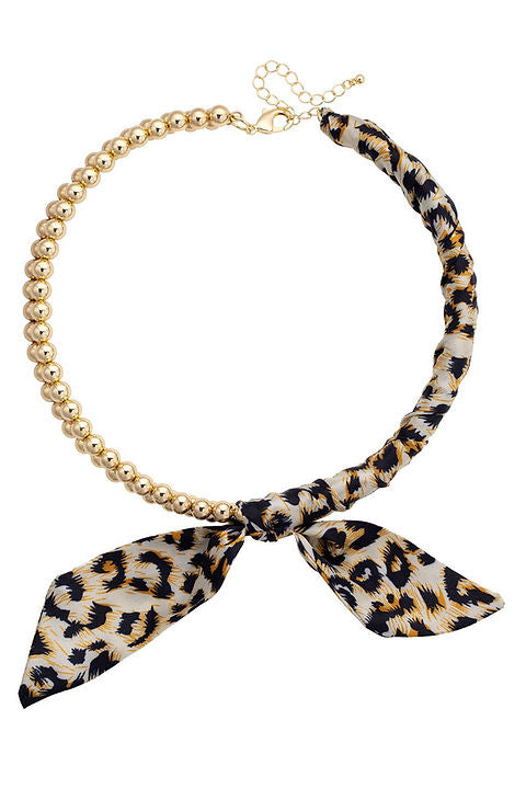 Jewelry | Necklace Gold Bead with Leopard Scarf