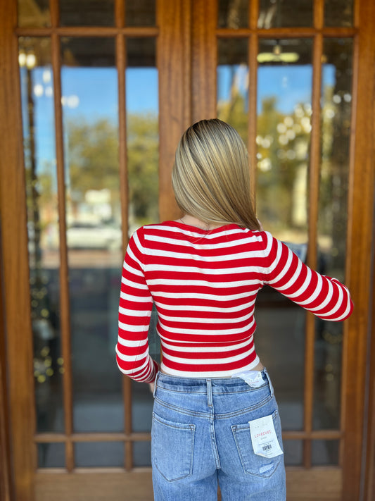 Tops | Sweater Stripe Knitted Boat Neck