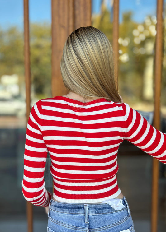 Sweater Stripe Knitted Boat Neck