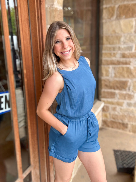 Yale Twisted Shoulder With Elastic Waist Romper