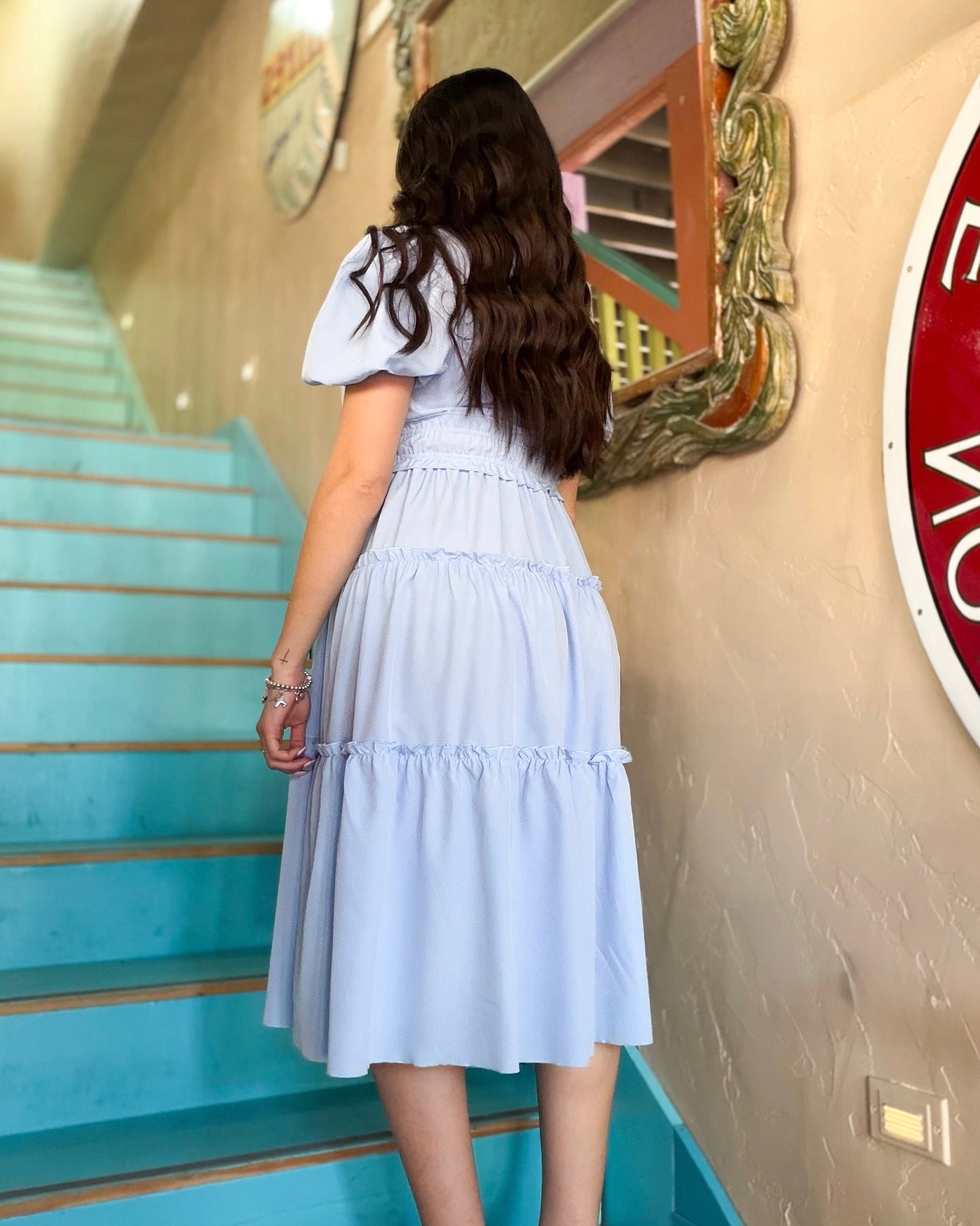 Blue Belle Puff Sleeve Dress