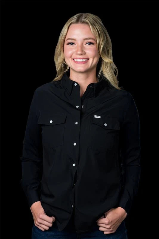 Shirt - Ferrell Black Pearl Snap Long Sleeve