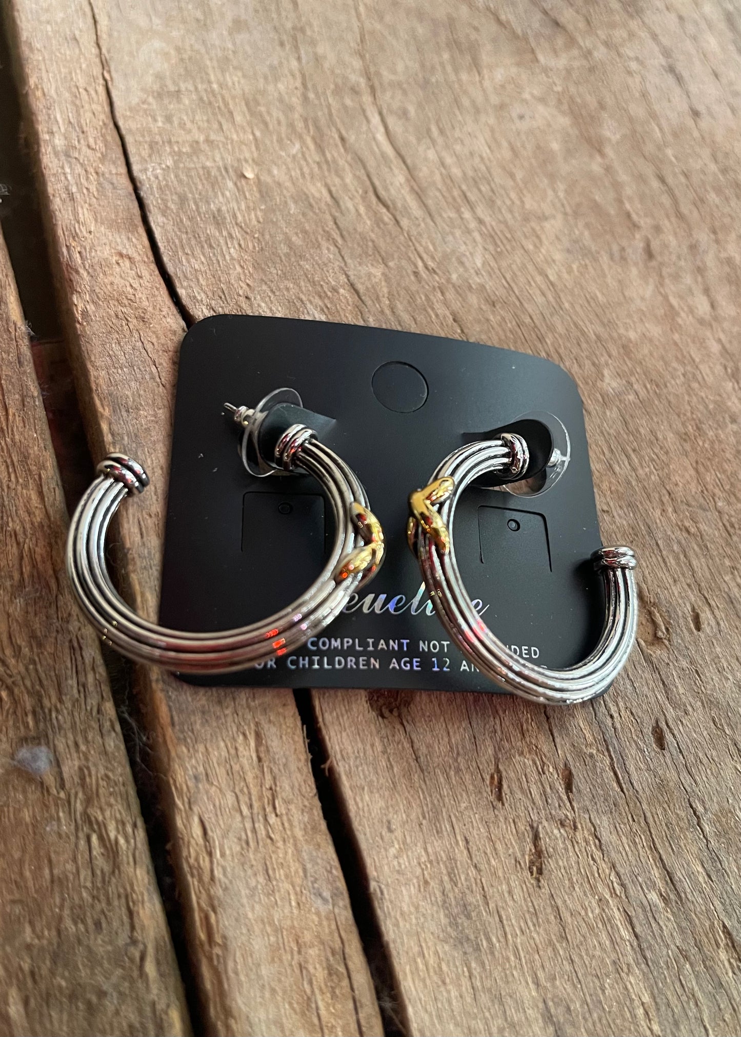 Jewelry | Earrings Two Tone "X" Hoop