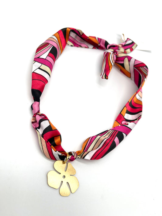 Jewelry | Necklace Scarf Bandana Gold Flower Charm