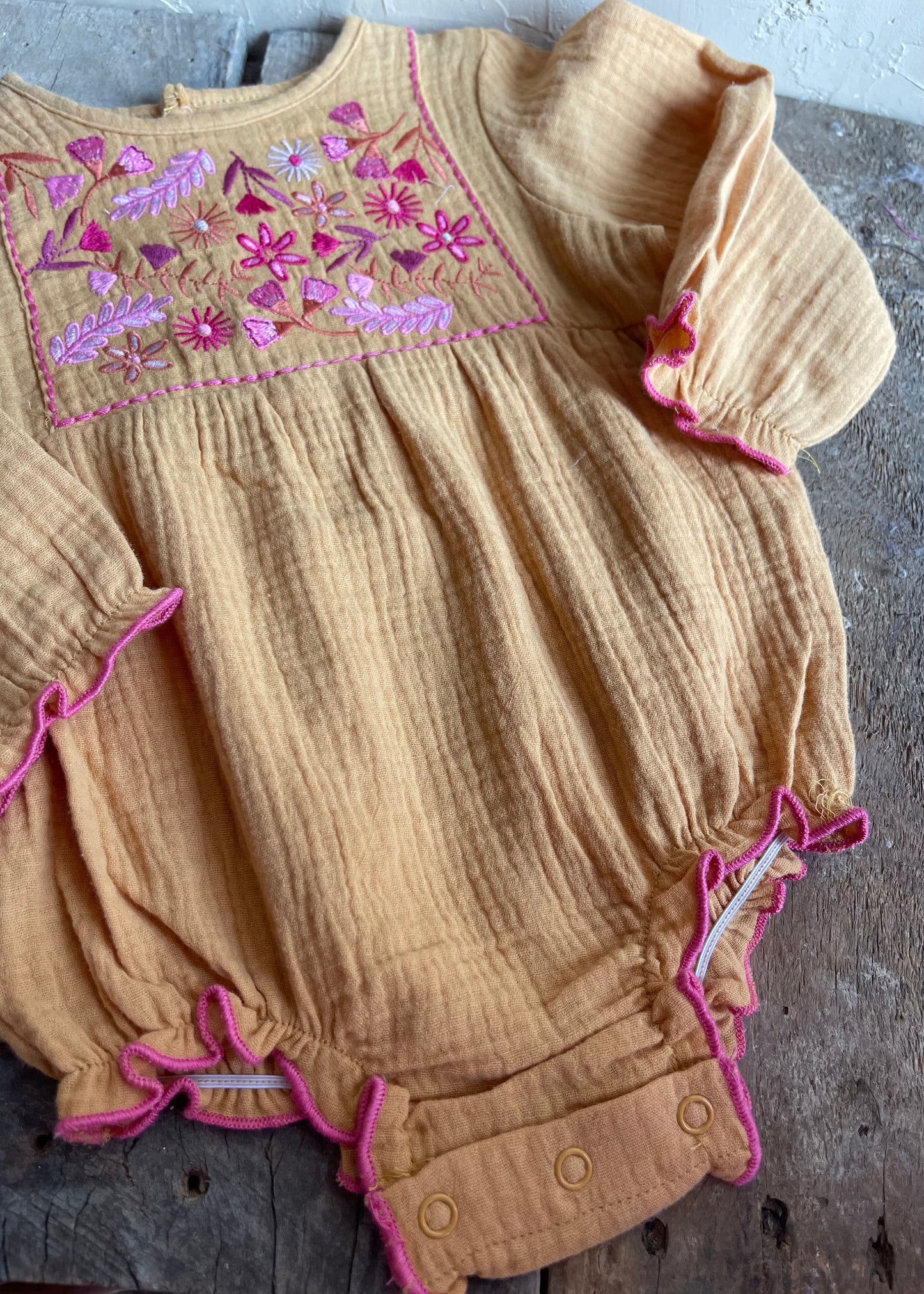 Girls | Pink Floral Bubble Onesie 9-12m