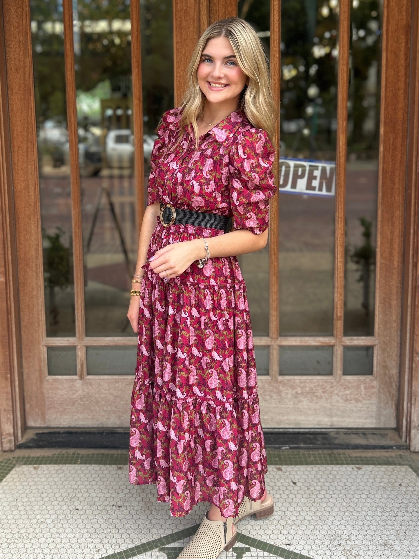 Dress | Midi Floral Print Magenta