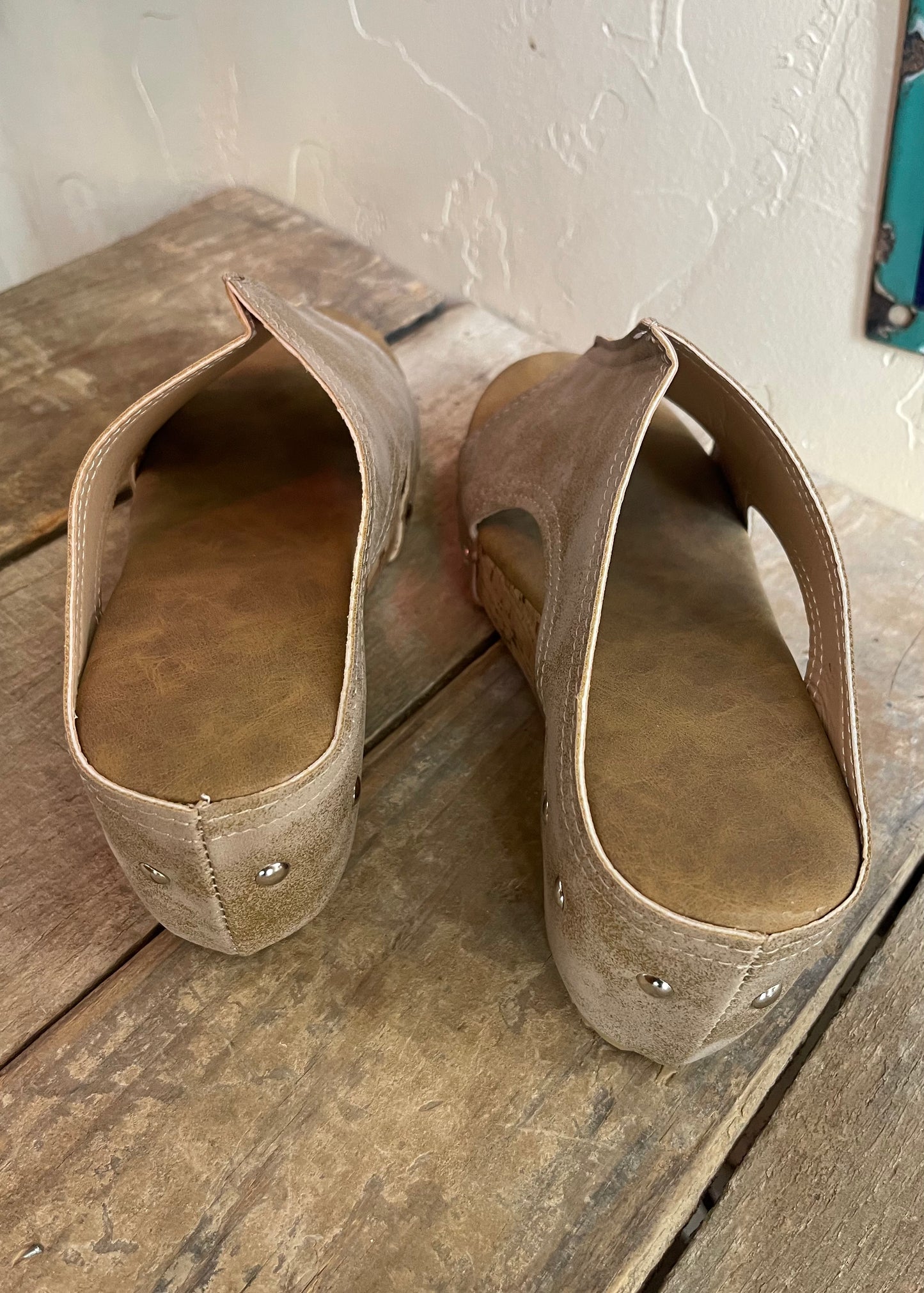 Shoes | Sandal/Wedge Gray Leather with Cork Wedge