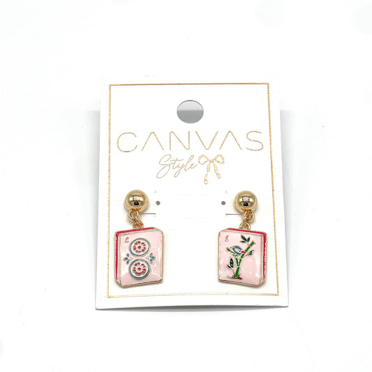 Jewelry | Earrings Mahjong Tile Enamel in Light Pink