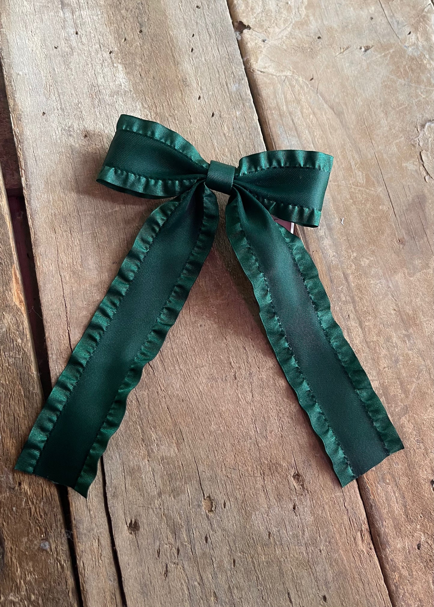 Hair Accessories | Deep Green Love Game Frill Bow Hair Clip