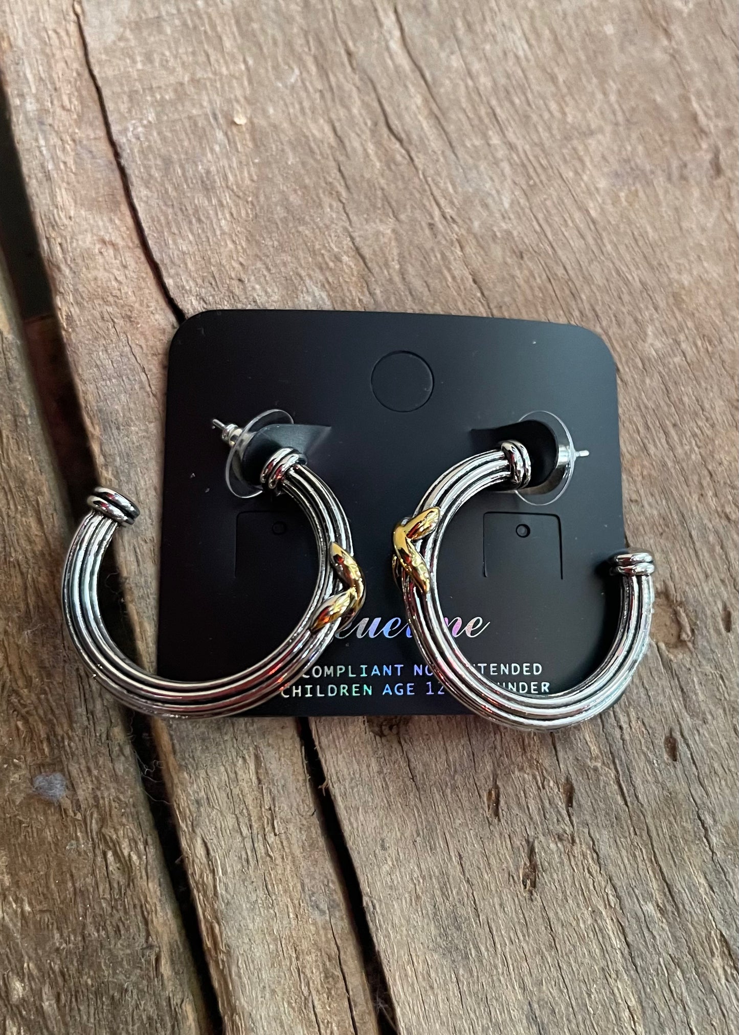 Jewelry | Earrings Two Tone "X" Hoop