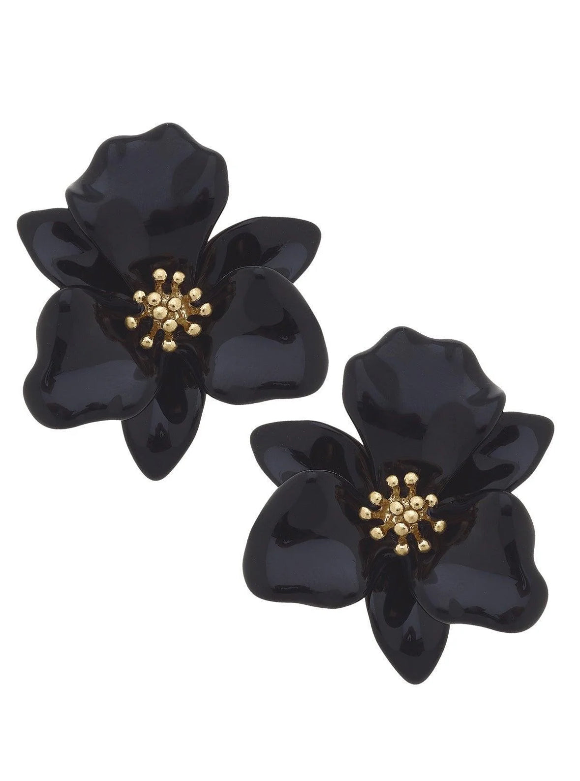 Black Valentina Enamel Flower Earrings