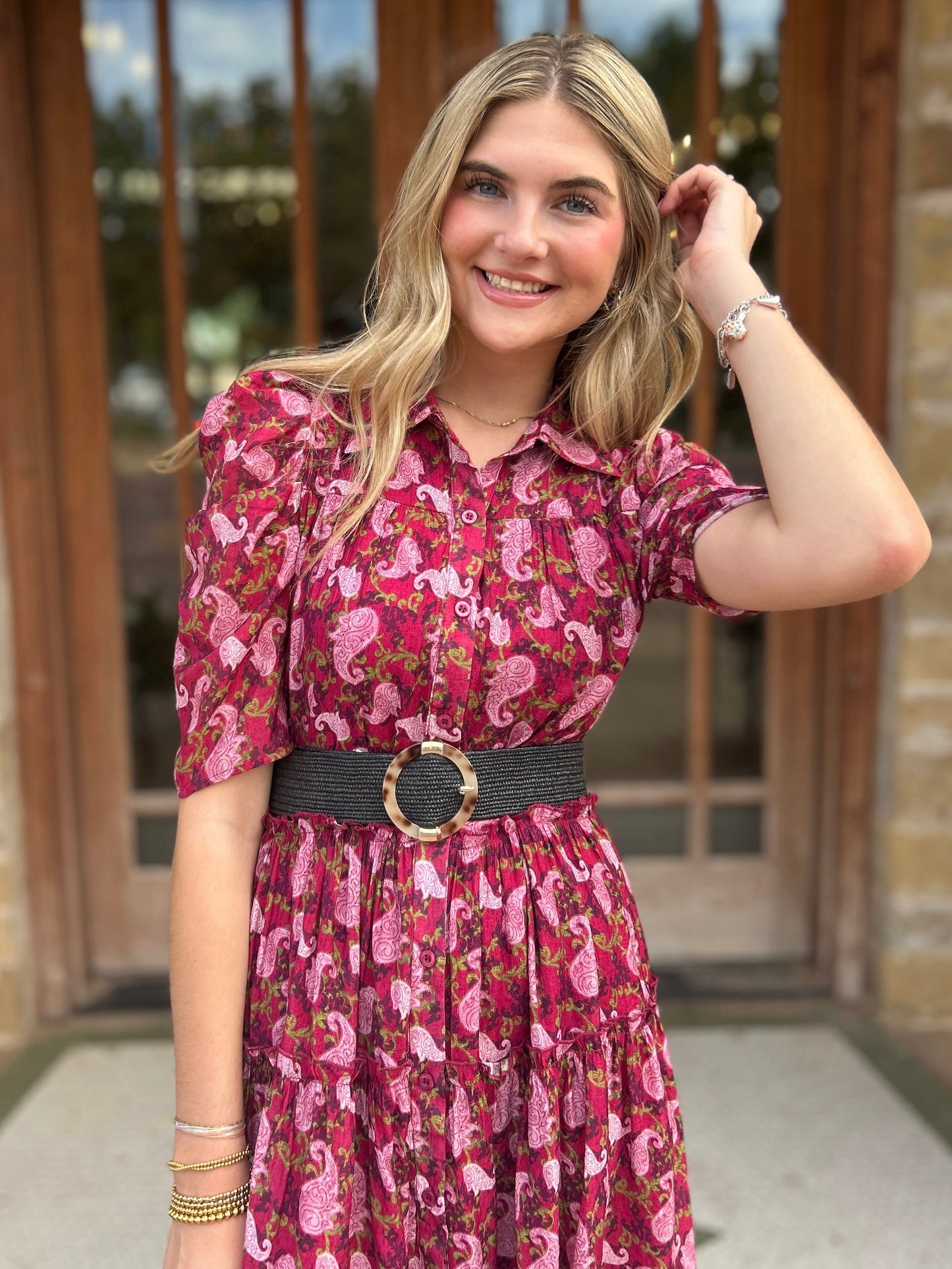 Dress | Midi Floral Print Magenta