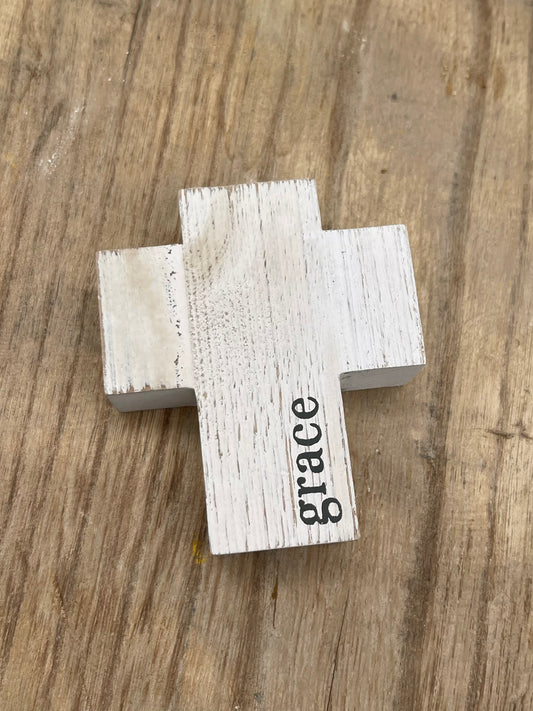 Decor | Wood Cross Grace 4"