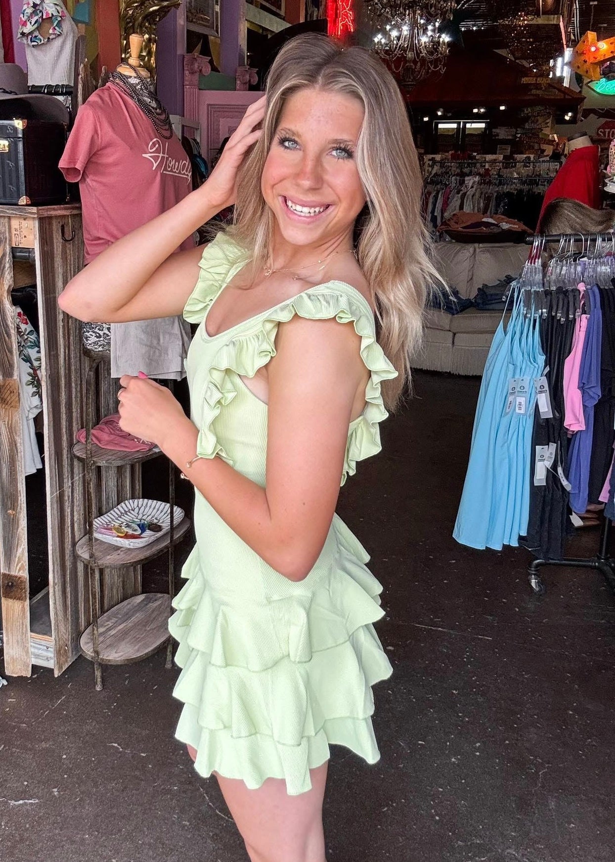 Dress | Mint Tiered Ruffle Skirt Detailing