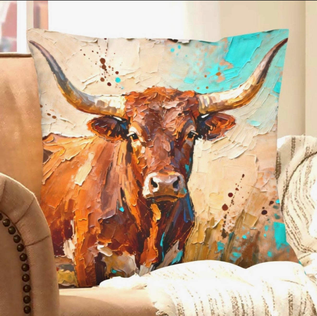 Pillow Case - Velvet Painted Bull