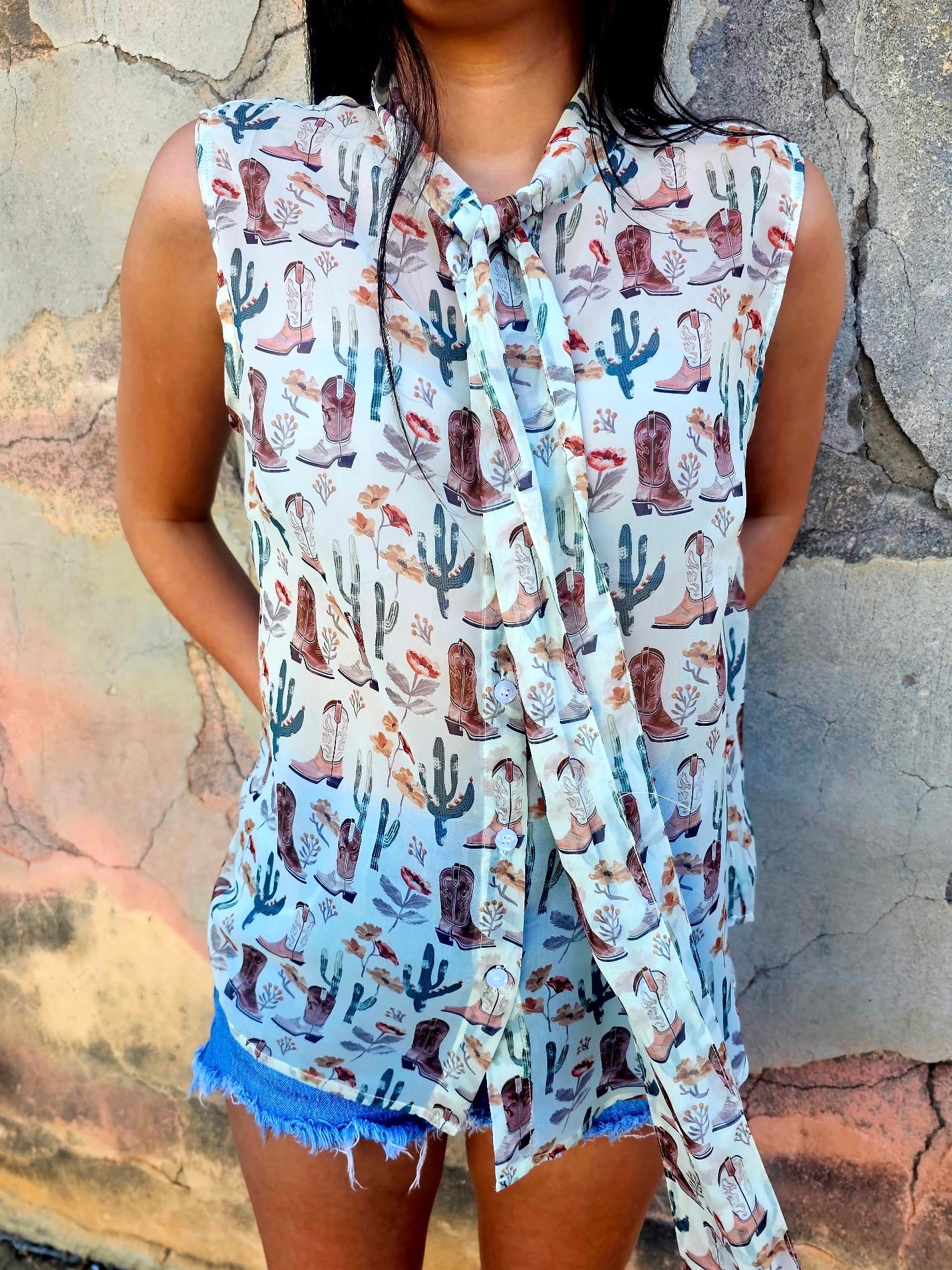 Tops | Blouse Floral Boot Sleeveless