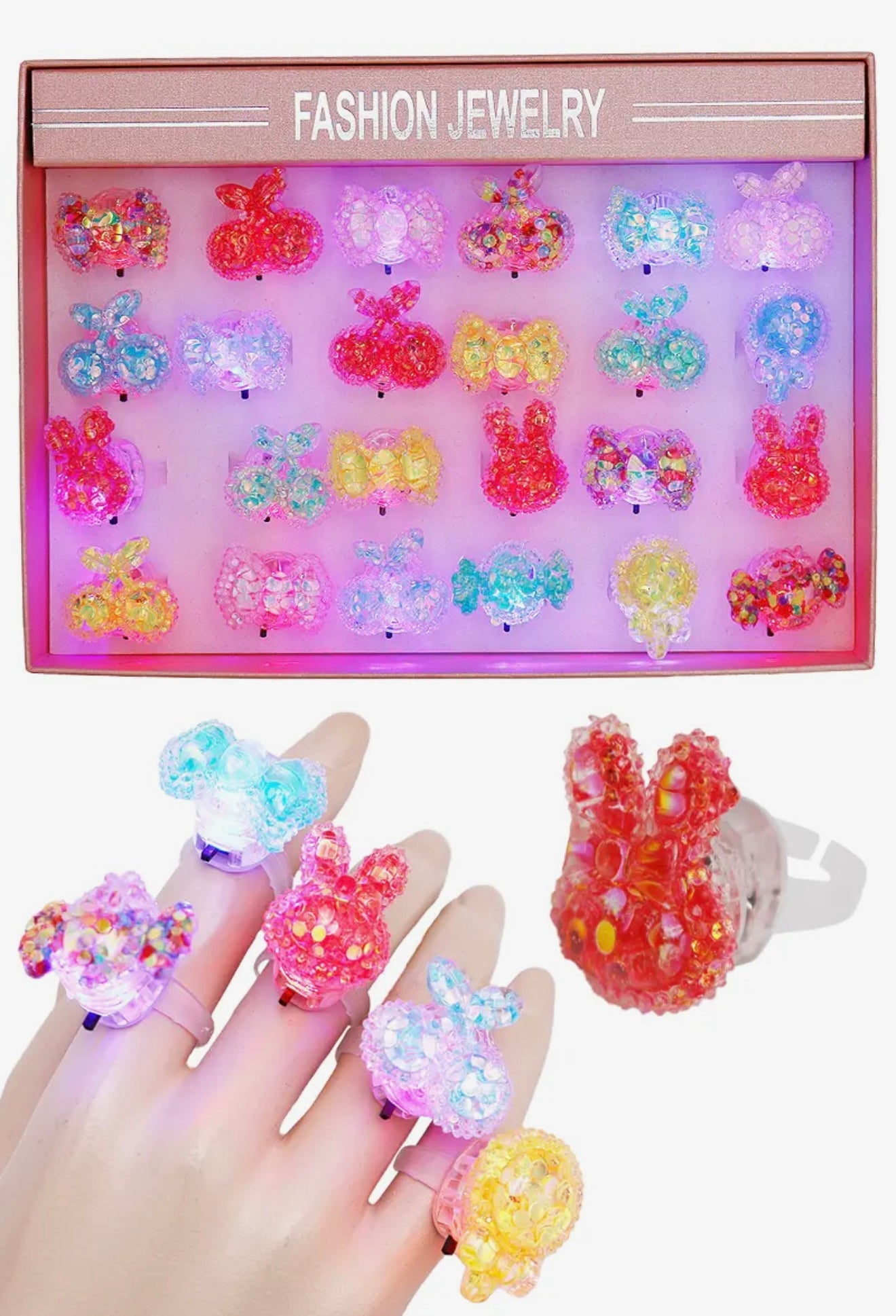 Sequined Charm Light Up Ring
