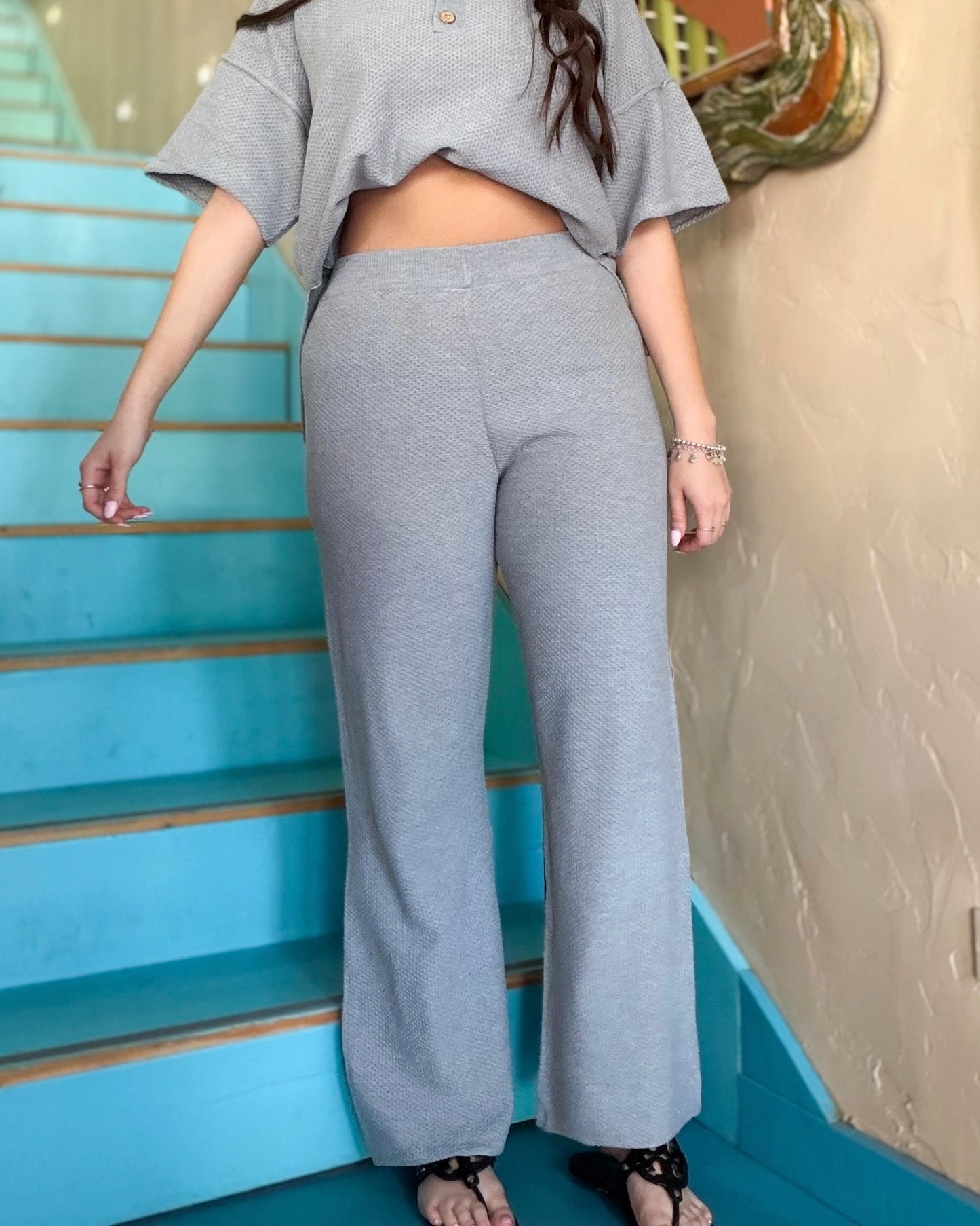 Heather Grey Waffle Knit Set