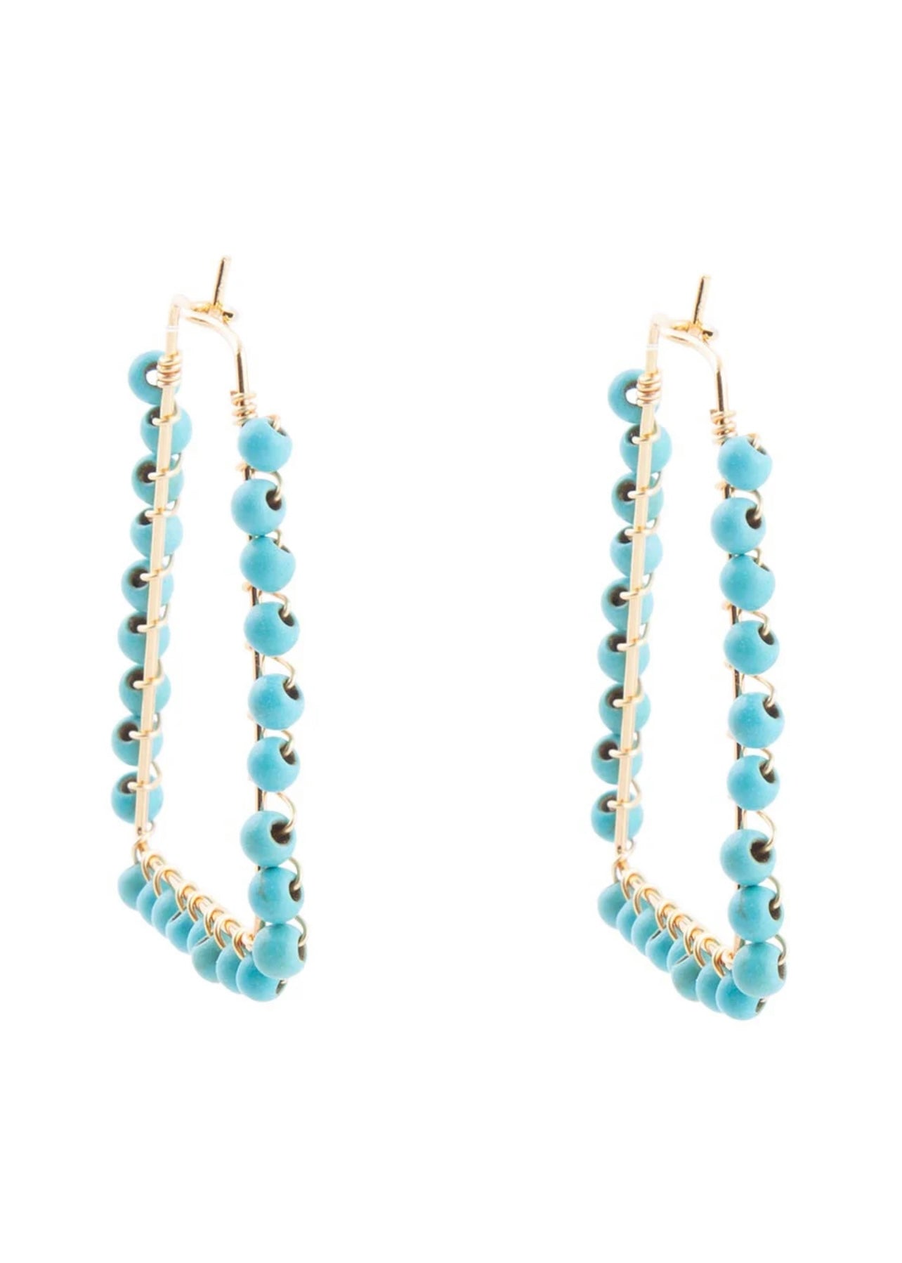 Jewelry | Earrings Canyon Blue Turquoise Magnesite Golden Hoop Beaded
