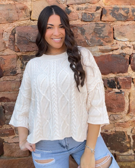 Tops | Sweater Ecru Solid Knit