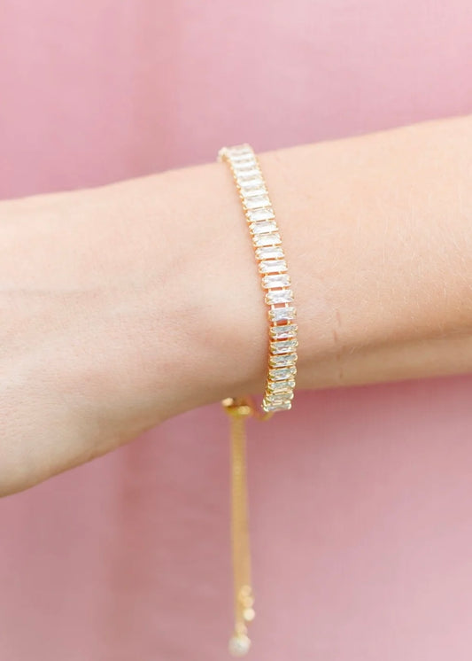 Jewelry | Bracelet Baguette CZ Bolo Slide Fasten