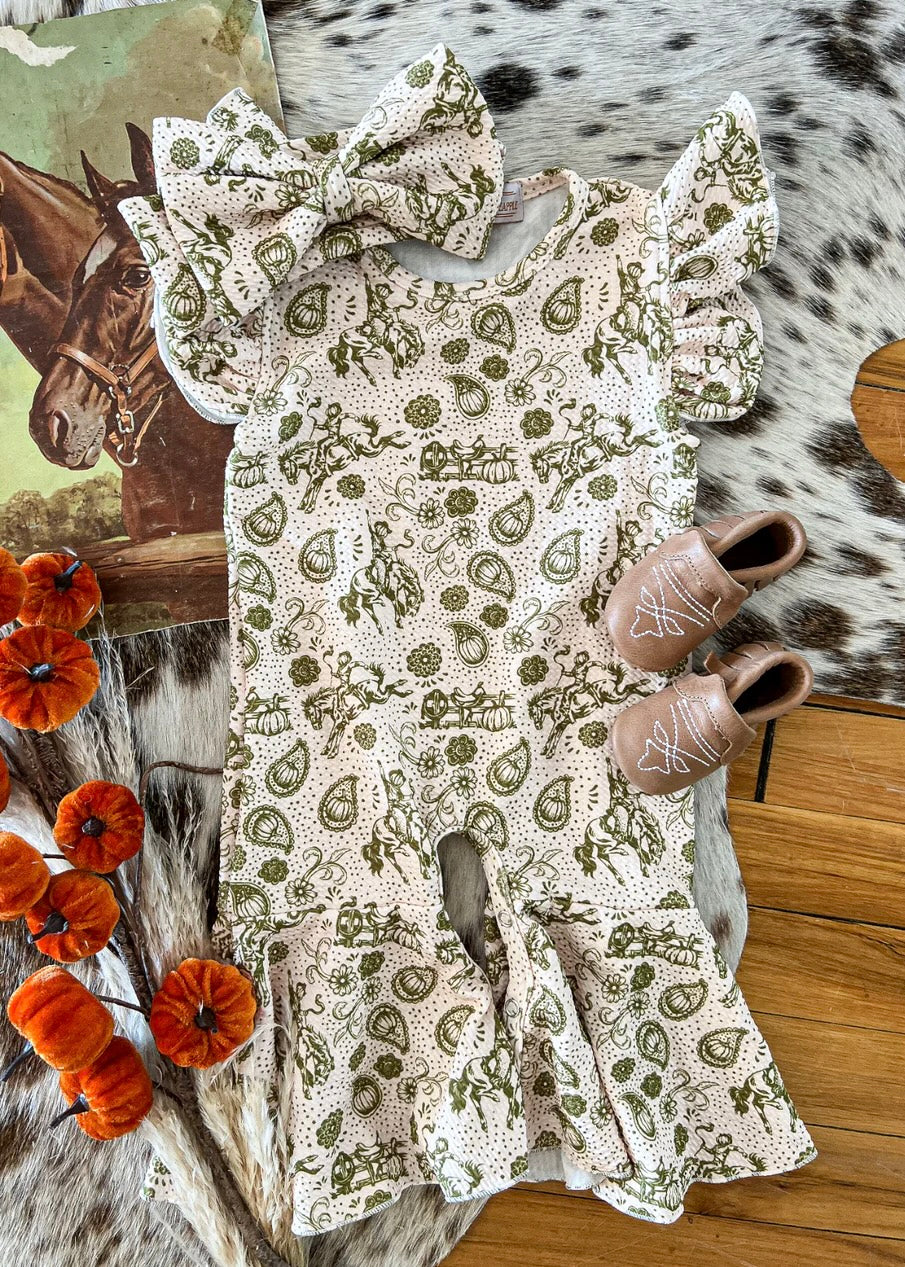 Girls | Romper & Bow Fall Paisley Cowboy/Western Print