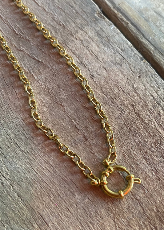 Jewelry | Necklace Chain with Hoop 18K Gold Plated Stainless Steel