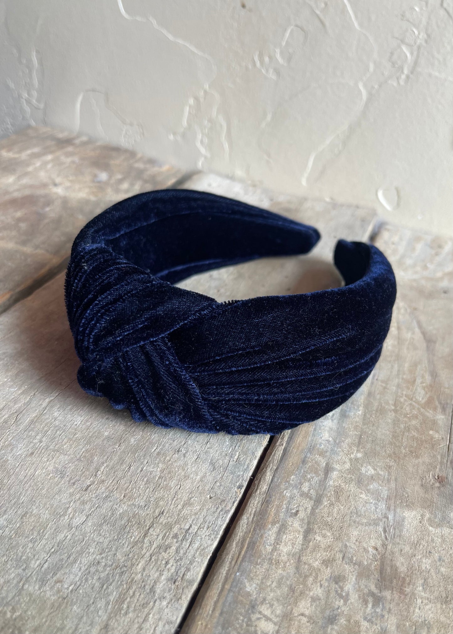 Hair Accessories | Dark Blue Wide Top Knot Flannel Headband