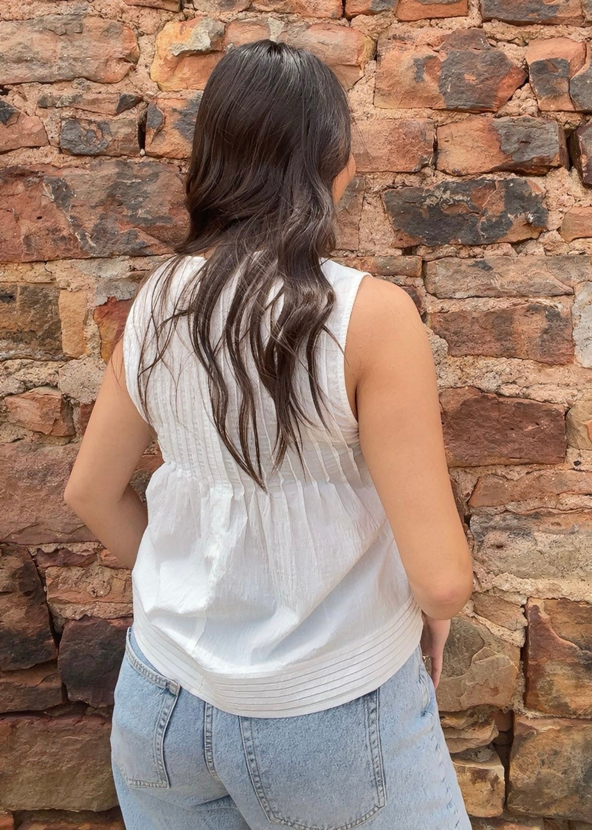 Tops | Blouse White Sleeveless Pleated