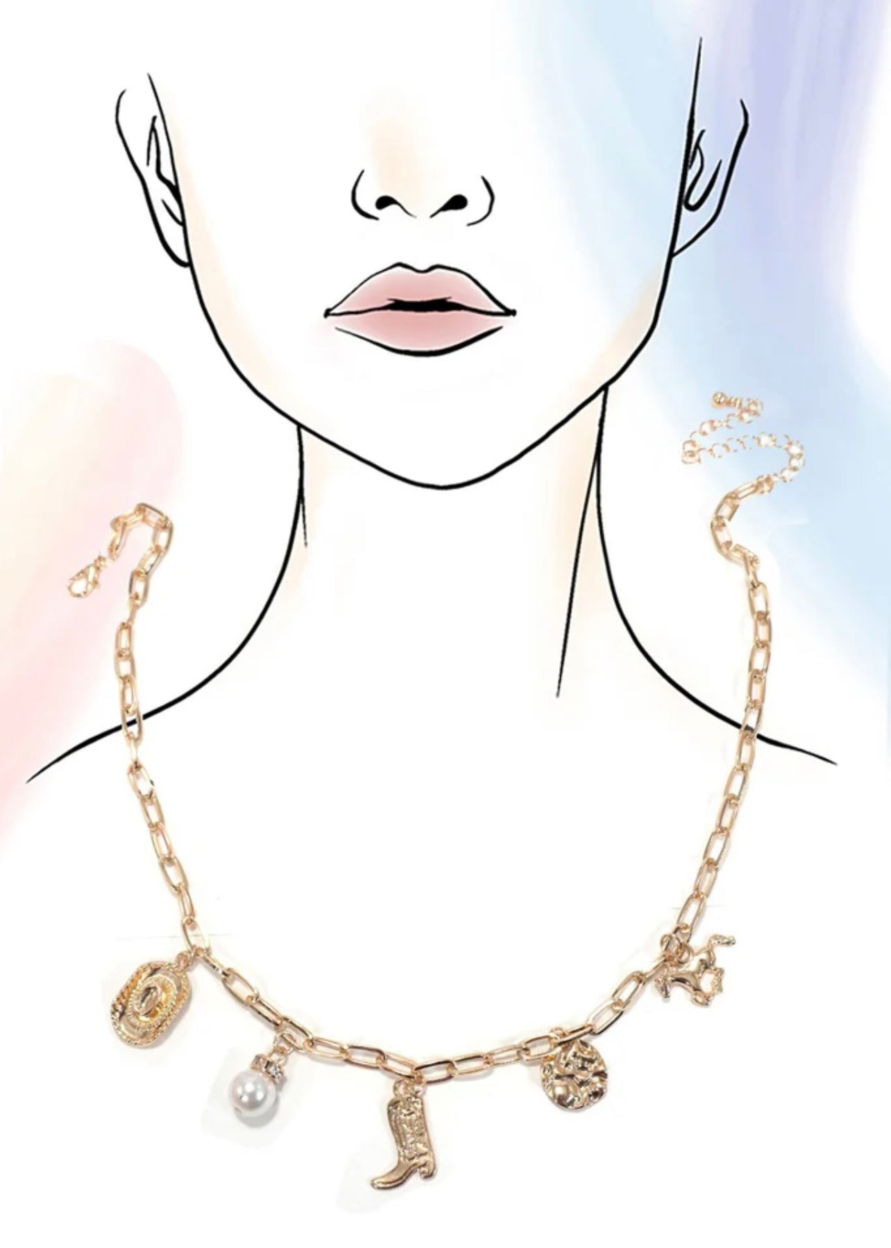 Necklace | Western Boot Star Hat Horseshoe Charm Necklace